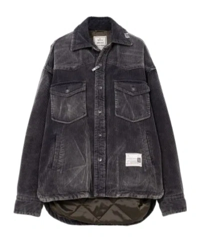 Miharayasuhiro Distressed Corduroy Puffer Shirt In Blue