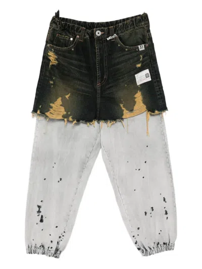 Miharayasuhiro Distressed Cotton Trouser-skirt In Gray