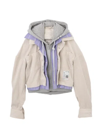 Miharayasuhiro Distressed Denim Jacket In Neutral