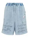 Miharayasuhiro Distressed Drawstring Shorts In Blue