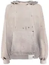 Miharayasuhiro Distressed-effect Cotton Hoodie In Brown
