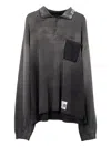 Miharayasuhiro Distressed-effect Half-zip Sweatshirt In Gray