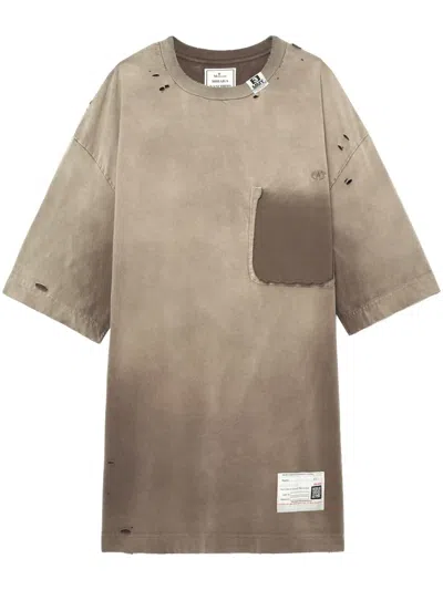 Miharayasuhiro Distressed-effect T-shirt In Neutrals