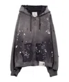 Miharayasuhiro Distressed Embellished Hooded Top In Black