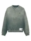 Miharayasuhiro Distressed Embroidered Sweatshirt In Green
