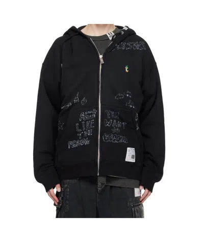 MIHARAYASUHIRO DISTRESSED ZIP-UP HOODIE