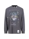 Miharayasuhiro Maison Mihara Yasuhiro Distressed Graphic T-shirt With Logo Patches And Embellishments In Gray