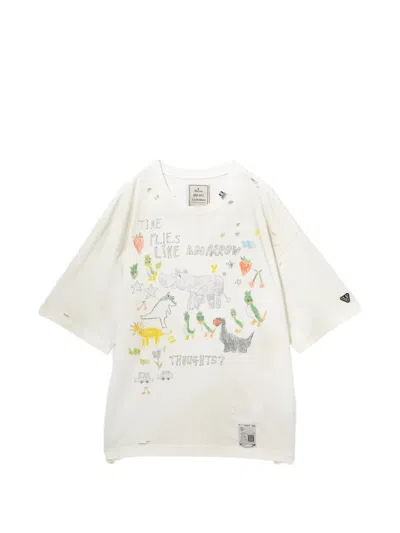 Miharayasuhiro Distressed Graphic T-shirt In White