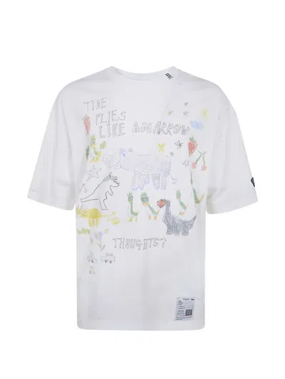 Miharayasuhiro Distressed Graphic-print T-shirt In White