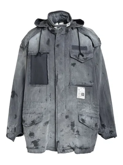 Miharayasuhiro Distressed Hooded Jacket In Black
