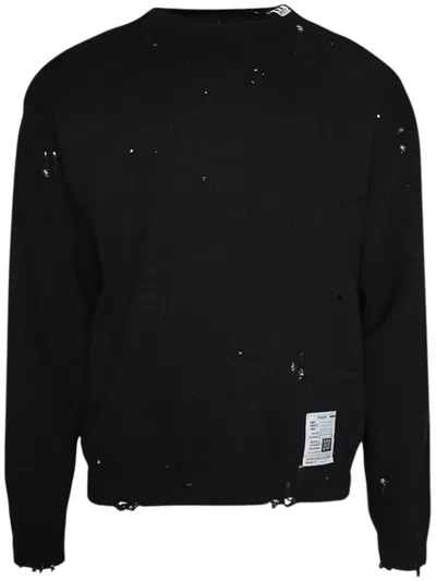 Miharayasuhiro Distressed Knit Pullover In Black