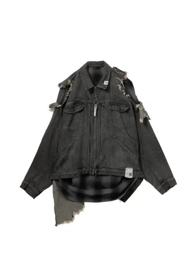 Miharayasuhiro Distressed Layered Jacket In Burgundy