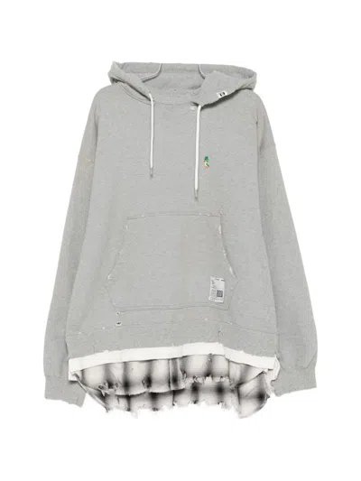 Miharayasuhiro Distressed Layered-effect Hoodie In Gray
