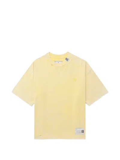 Miharayasuhiro Distressed Logo T-shirt In Yellow