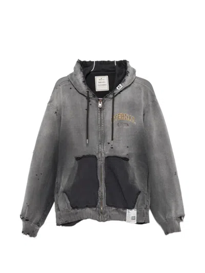 Miharayasuhiro Distressed Logo-print Jacket In Animal Print