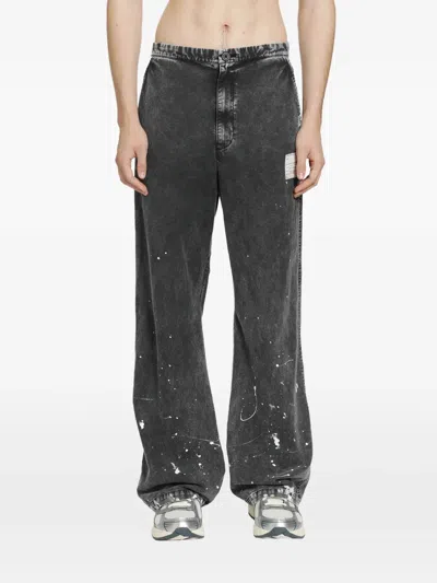 Miharayasuhiro Distressed Paint-splatter Jeans In Black