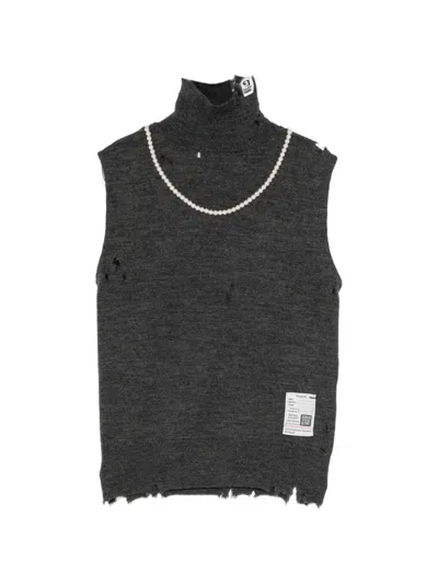 Miharayasuhiro Distressed Roll-neck Top In Gray