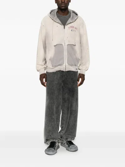 Miharayasuhiro Distressed Sun-faded Hoodie In Neutral