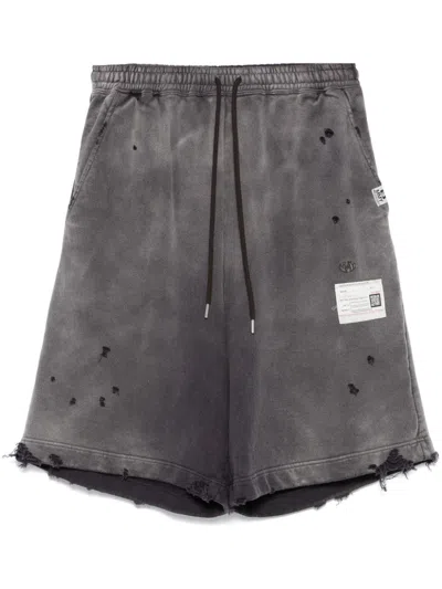 Miharayasuhiro Distressed Track Shorts In Grey