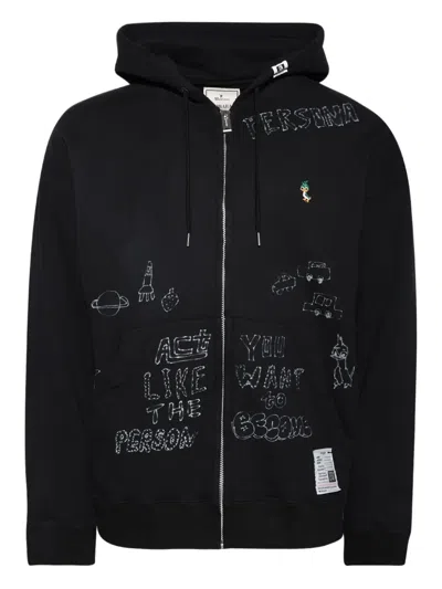 MIHARAYASUHIRO DISTRESSED ZIP-UP HOODIE