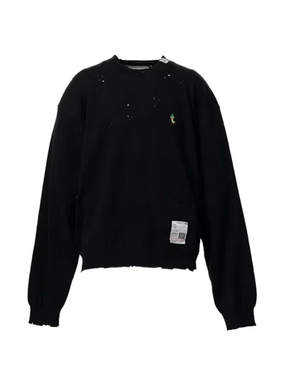 Miharayasuhiro Distressed-effect Knitted Sweatshirt In Black