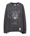 Miharayasuhiro Maison Mihara Yasuhiro Distressed Graphic T-shirt With Logo Patches And Embellishments In Gray