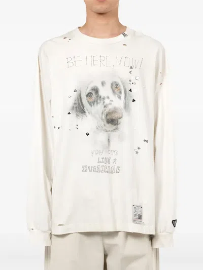 Miharayasuhiro Dog-print Long-sleeve T-shirt In Neutral