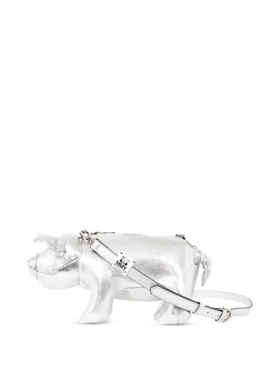 Miharayasuhiro Dolls Pig Shoulder Bag In Silver