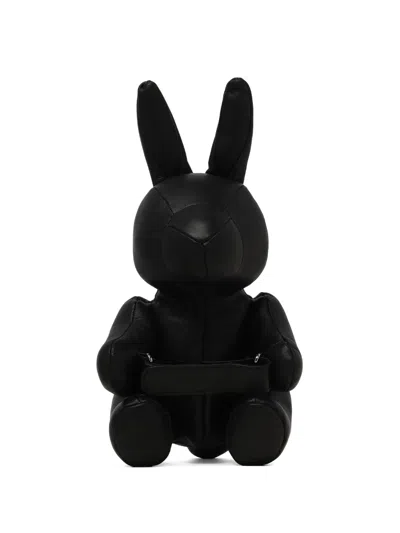 Miharayasuhiro Dolls Rabbit Hug Leather Messenger Bag In Black