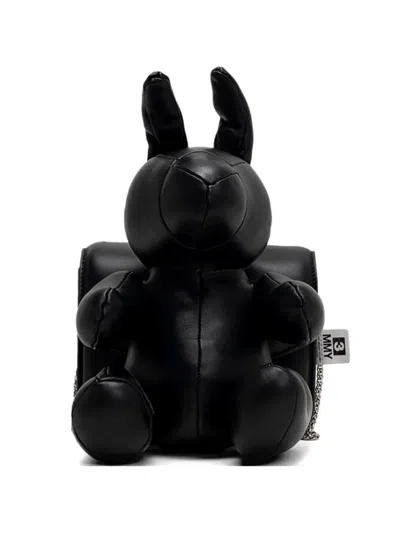 Miharayasuhiro Dolls Rabbit Leather Shoulder Bag In Black