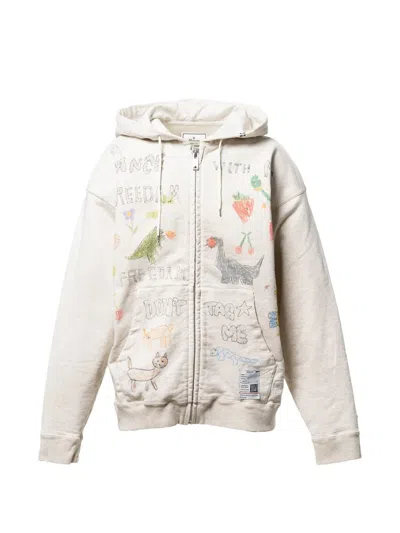 Miharayasuhiro Doodle Printed Zip-up Hoodie In Neutral