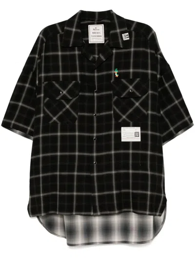 Miharayasuhiro Double Layered Check Shirt In Black