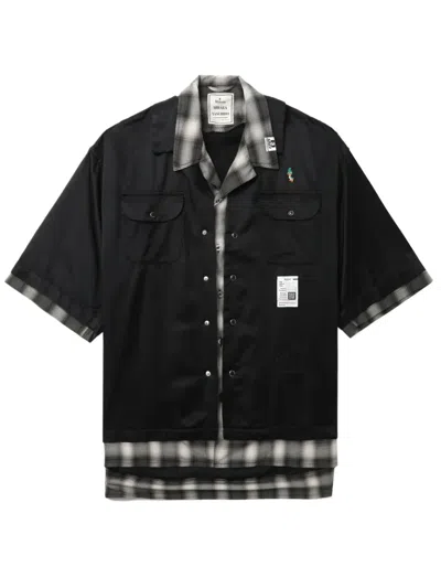 Miharayasuhiro Double-layered Short-sleeve Shirt In Black