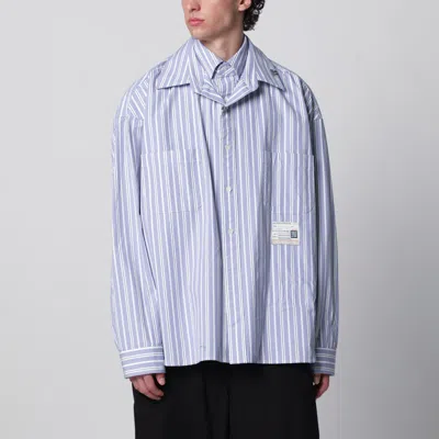 Miharayasuhiro Striped Shirt Button Down Collar Chest Pockets In Blue