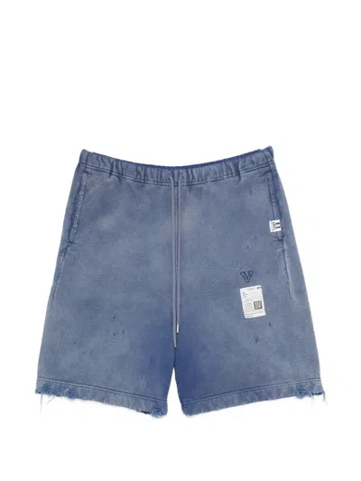 Miharayasuhiro Drawstring Distressed Shorts In Blue