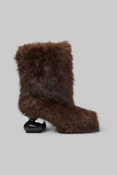 Miharayasuhiro Duck Heel Fur Boots In Multi