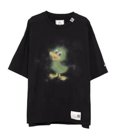 Miharayasuhiro Duck-print Cotton T-shirt In Black