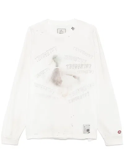 Miharayasuhiro Duck-print Distressed T-shirt In White