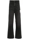 Miharayasuhiro Relaxed Fit Dark Wash Denim Pants With Unique Elastic Waistband In Grey