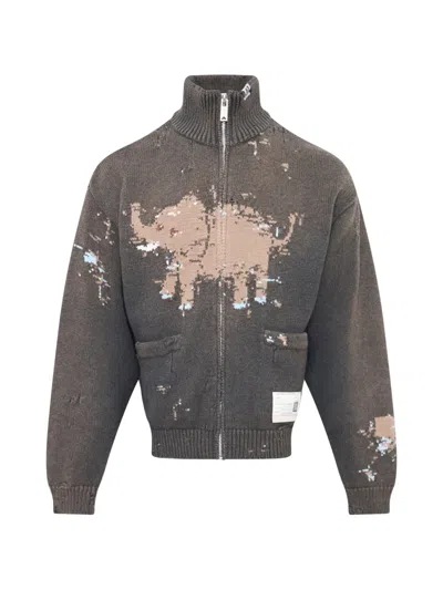 Miharayasuhiro Elephant Jacquard Knit Cardigan In Multi