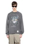 Miharayasuhiro Maison Mihara Yasuhiro Distressed Graphic T-shirt With Logo Patches And Embellishments In Gray