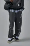 Miharayasuhiro Embellished Distressed Sweat Pants In Gray