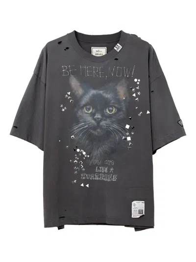 Miharayasuhiro Embellished Distressed Tee In Gray