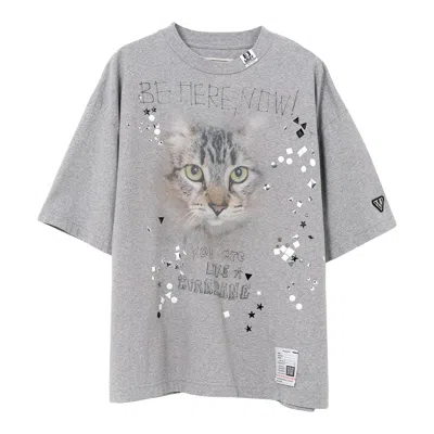 Miharayasuhiro Embellished Distressed Tee In Gray