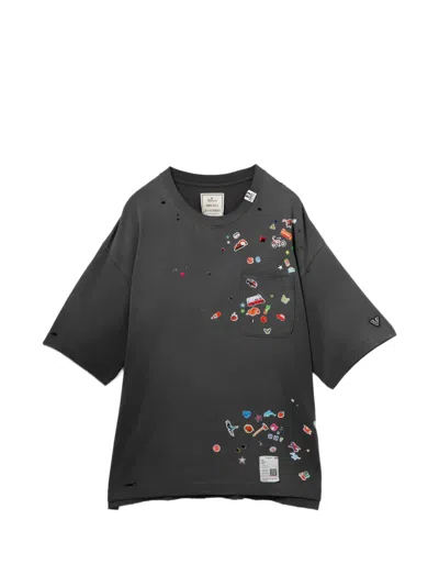 Miharayasuhiro Embellished Graphic T-shirt In Brown