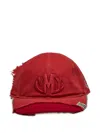 Miharayasuhiro Embroidered-logo Frayed-detail Trucker Cap In Red