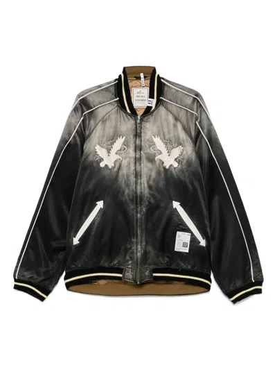 MIHARAYASUHIRO EMBROIDERED SATIN BOMBER JACKET