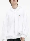 Miharayasuhiro Embroidered Zip-up Hoodie In White