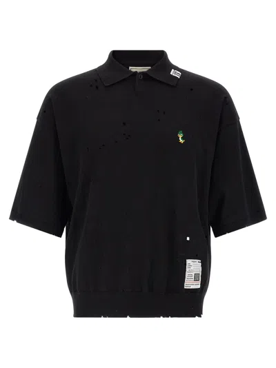 Miharayasuhiro Embroidered Shirt Polo Collar Short Sleeves In Black