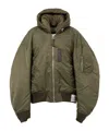 Miharayasuhiro Extended Placket Hood Flight Jacket In Green